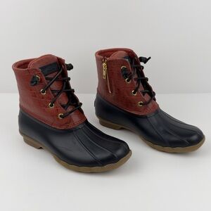 Sperry Saltwater Duck Boots Brown Black Waterproof Womens Sz 6.5 STS86697